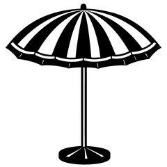 Silhouette of a Beach Umbrella with Stand – Summer Shade Icon, Coastal Leisure Symbol, Outdoor Sun Protection, Vacation Graphic, Minimalist Design Element, Black Isolated Shape
