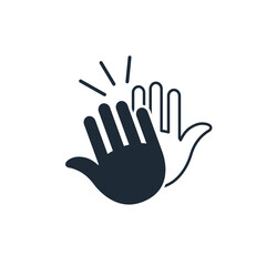 Thunderous applause, ovations. Human clapping hands with clap sound.Vector linear icon illustration isolated on white background.