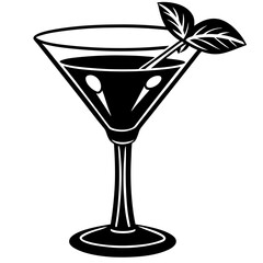 Silhouettes of a Pink Cocktail Glass and Green Coconut Drink – Tropical Beverage Icons, Summer Party Drinks, Minimal Bar Illustration, Exotic Refreshments, Vector Clipart for Design Use
