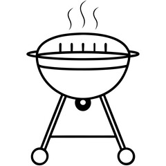 Silhouette of a Green Barbecue Grill – Outdoor Cooking Icon, Minimalist BBQ Design, Garden Grilling Symbol, Picnic Concept, Summer Cookout Equipment, Isolated on White Background
