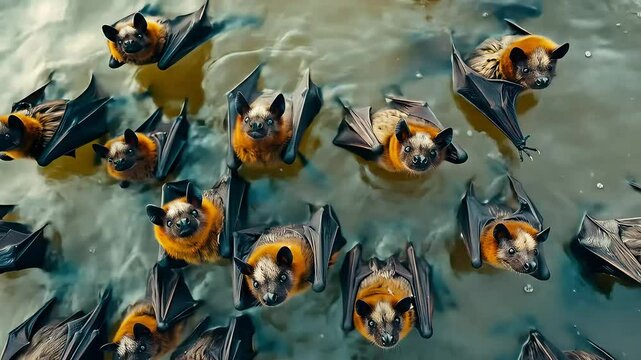 Colony of Bats in Dark Water. Generative ai