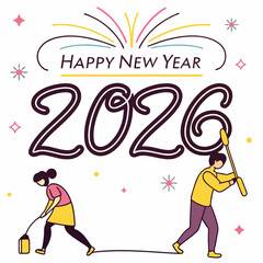 Happy new year 2026 celebration illustration design