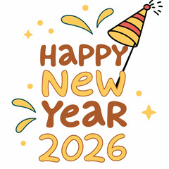 Happy new year 2026 festive design element