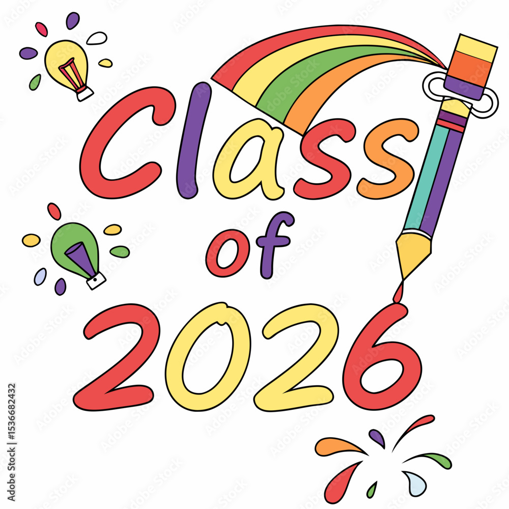 Poster class of 2026 colorful design element graduation
