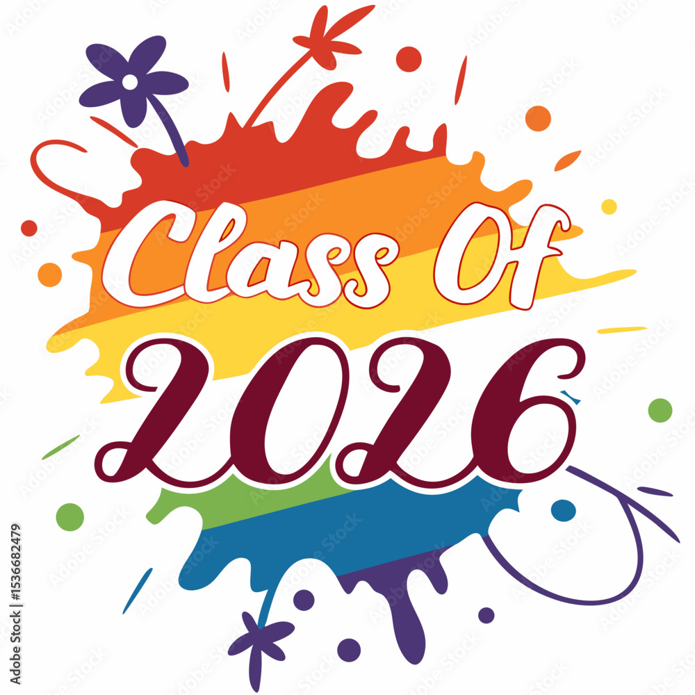 Poster class of 2026 rainbow splash design element