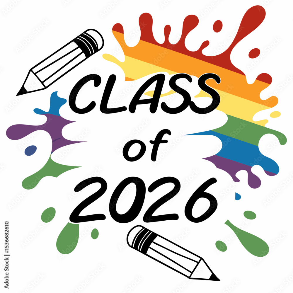 Poster class of 2026 rainbow splatter design element