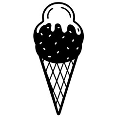 Silhouette of an Ice Cream Cone Isolated on White – Minimal Dessert Symbol, Frozen Treat Outline, Summer Snack Icon, Food Graphic, Abstract Shape, Clean Background, Sweet Concept
