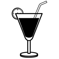 Silhouettes of a Pink Cocktail Glass and Green Coconut Drink – Tropical Beverage Icons, Summer Party Drinks, Minimal Bar Illustration, Exotic Refreshments, Vector Clipart for Design Use
