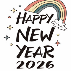 Happy new year 2026 rainbow design