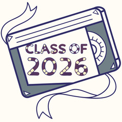 Class of 2026 vhs tape graduation design element