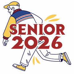 Senior 2026 graduation illustration happy student