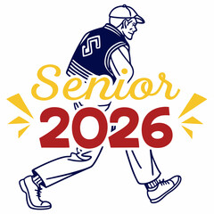 Senior 2026 graduation illustration happy student