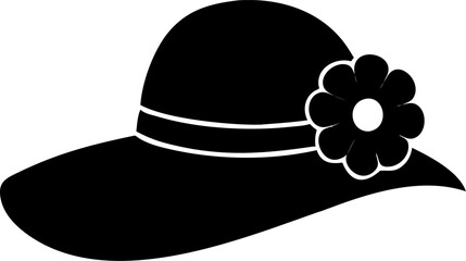 Silhouette of a Yellow Sun Hat on White Background – Stylish Summer Headwear, Minimalist Fashion Accessory, Beach Hat Outline, Seasonal Clothing Icon, Vacation Style, Travel Concept
