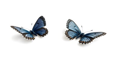 Obraz premium Two Beautiful Blue Butterflies on White Background