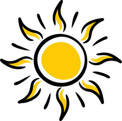 Silhouette of a Sun with Yellow Rays – Bright Sun Icon, Minimalist Solar Symbol, Abstract Sunshine Illustration, Radiant Energy Concept, Summer Graphic, Isolated Vector for Design and Branding
