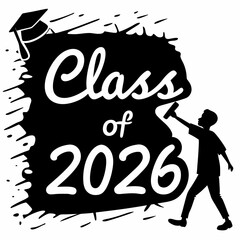 Class of 2026 graduation design element silhouette