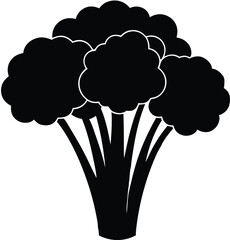  broccoli florets and talk silhouette vector