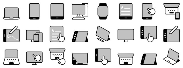 Icons in two tones about personal devices