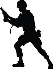 Soldiers in various poses vector illustration, soldiers in various poses silhouette vector art, soldiers in various poses vector graphics resource design