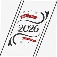 Happy new year 2026 festive design element