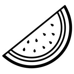 Silhouette of a Watermelon Slice on White Background – Minimal Fruit Icon, Summer Food Design, Abstract Fruit Shape, Healthy Snack Concept, Isolated Clipart, Creative Illustration Element
