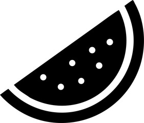 Silhouette of a Watermelon Slice on White Background – Minimal Fruit Icon, Summer Food Design, Abstract Fruit Shape, Healthy Snack Concept, Isolated Clipart, Creative Illustration Element

