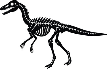  dinosaur skeleton silhouette vector