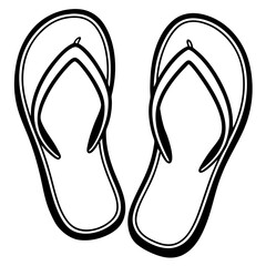 Silhouette of Flip Flops on White Background – Summer Footwear Icon, Beach Sandals Shape, Minimalist Vacation Symbol, Isolated Object for Travel, Leisure, Fashion, Lifestyle and Graphic Design
