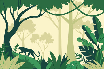 Fototapeta premium Jungle Foliage Vector Nature Background
