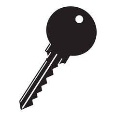 Simple key silhouette vector illustration for security projects
