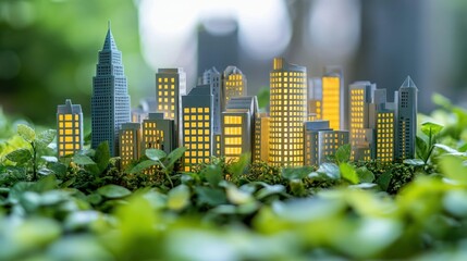 Obraz premium Urban model nestled in greenery