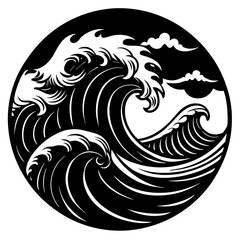 Silhouette of Ocean Waves – Abstract Sea Wave Outline, Minimalist Water Shape, Coastal Nature Design, Marine Theme, Calm Waterscape, Graphic Element for Backgrounds, Logos, and Prints
