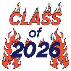 Class of 2026 flaming graduation design
