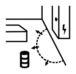 Electrical Panel Keep Clear Black Icon, Vector Illustration, Isolate On White Background Label.EPS10