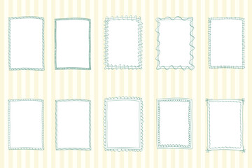 Vintage hand drawn frames with whimsical lines, bows, ribbons. in doodle style.  Vector illustration for scrapbooking, bullet journals, planners, classroom decor, kids’ worksheets, and design