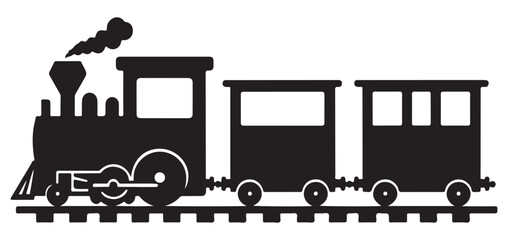 Vector silhouette illustration of a steam engine train traveling railway