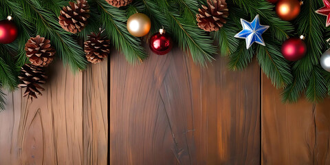 Rustic Christmas Decor with Pinecones and Baubles

