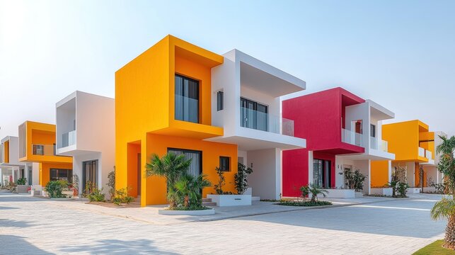 Vibrant colorful modern houses