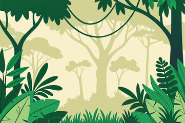 Tropical Jungle Forest Flat Vector Background