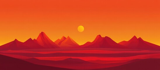 Fiery sunset over a red desert landscape