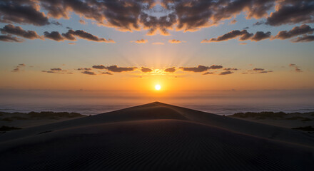 Fototapeta premium Sun rising and setting over beautiful mountain landscapes with colorful skies