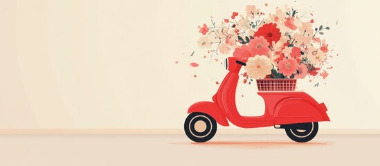 Red scooter with flowers