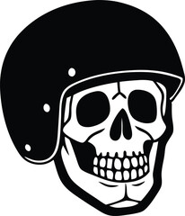 skull skateboard helmet silhouette vector