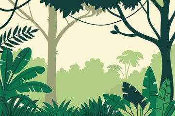 Tropical Jungle Forest Flat Vector Background