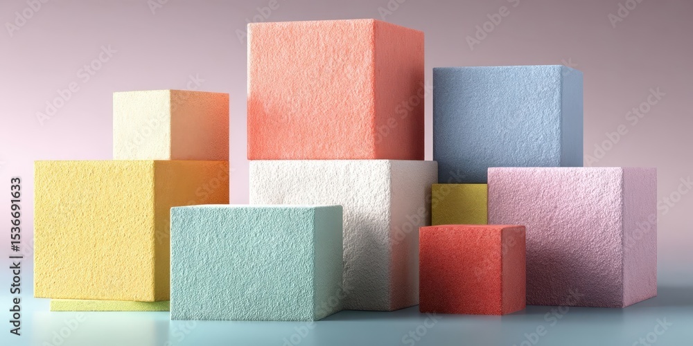 Poster abstract pastel color blocks on textured background for modern design