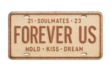 Rustic Vintage License Plate Design Forever Us Romantic Wedding Souvenir Textured Background