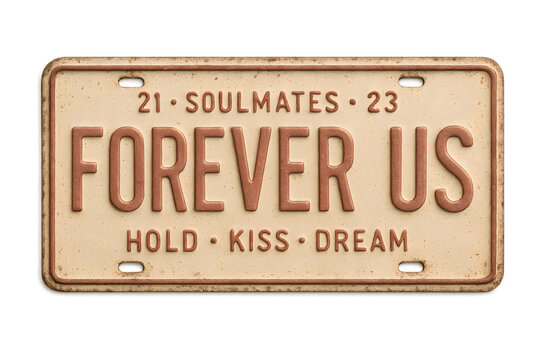 Rustic Vintage License Plate Design Forever Us Romantic Wedding Souvenir Textured Background