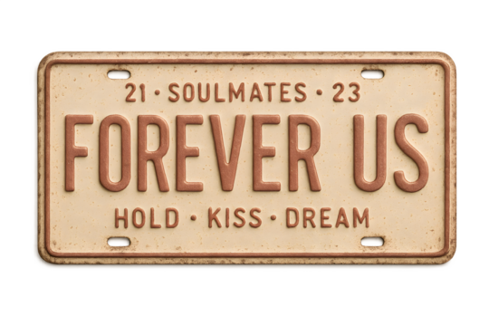 Rustic Vintage License Plate Design Forever Us Romantic Wedding Souvenir Textured Background