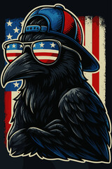 Patriotic raven usa vector illustration