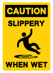 Caution Slippery When Wet Symbol Sign,Vector Illustration, Isolate On White Background Label.EPS10